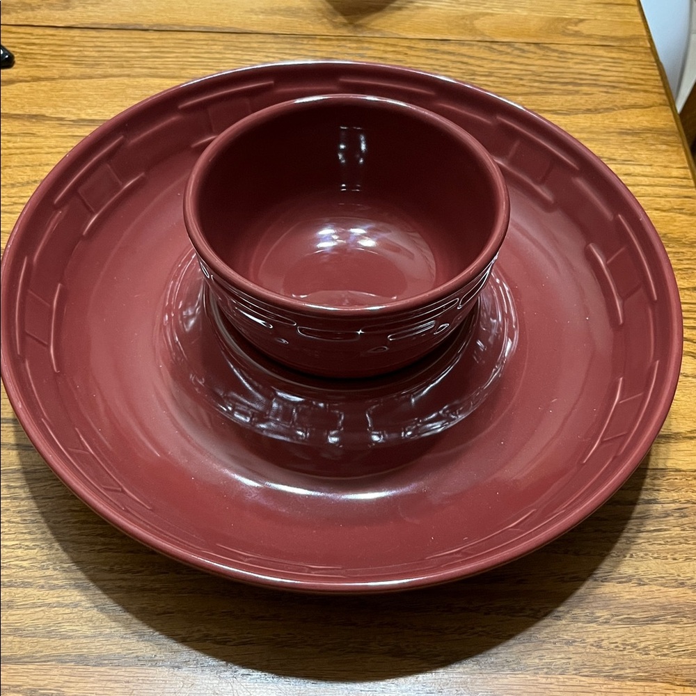 Paprika Longaberger Chip & Dip Bowl with Extra bowl